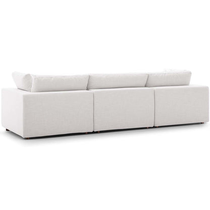 Commix Down Filled Overstuffed 3 Piece Sectional Sofa Set, Fabric, Beige 15722