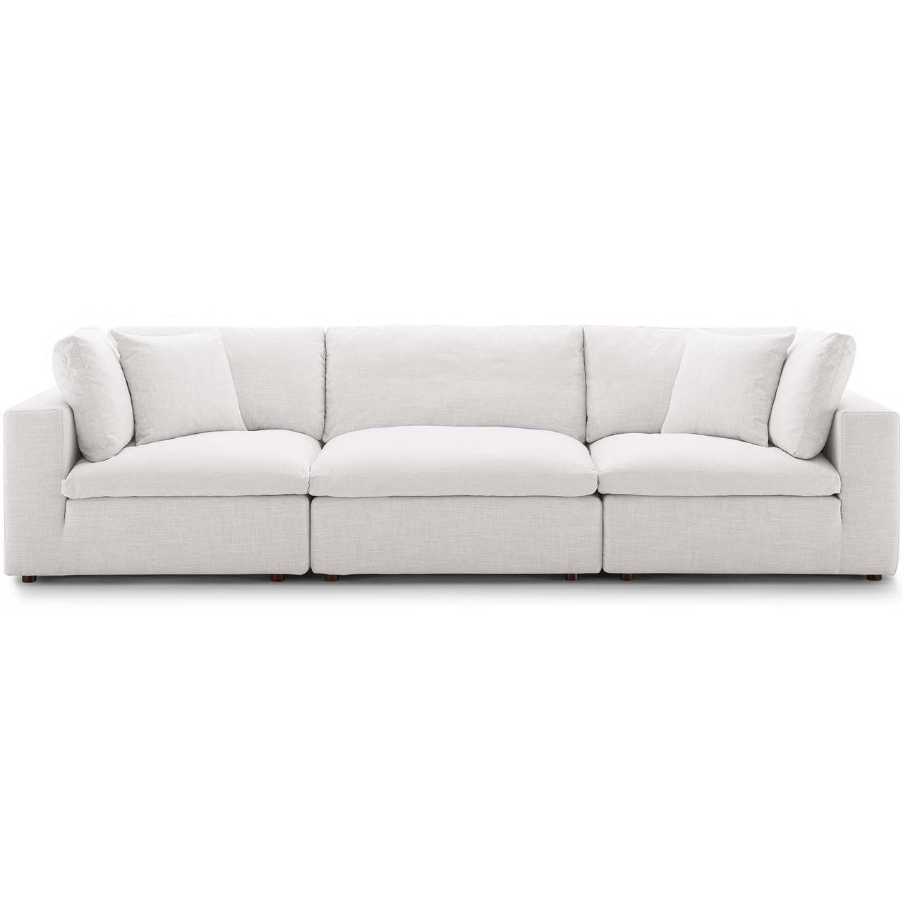 Commix Down Filled Overstuffed 3 Piece Sectional Sofa Set, Fabric, Beige 15722