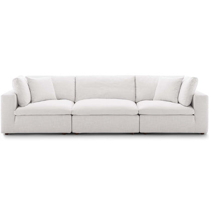 Commix Down Filled Overstuffed 3 Piece Sectional Sofa Set, Fabric, Beige 15722
