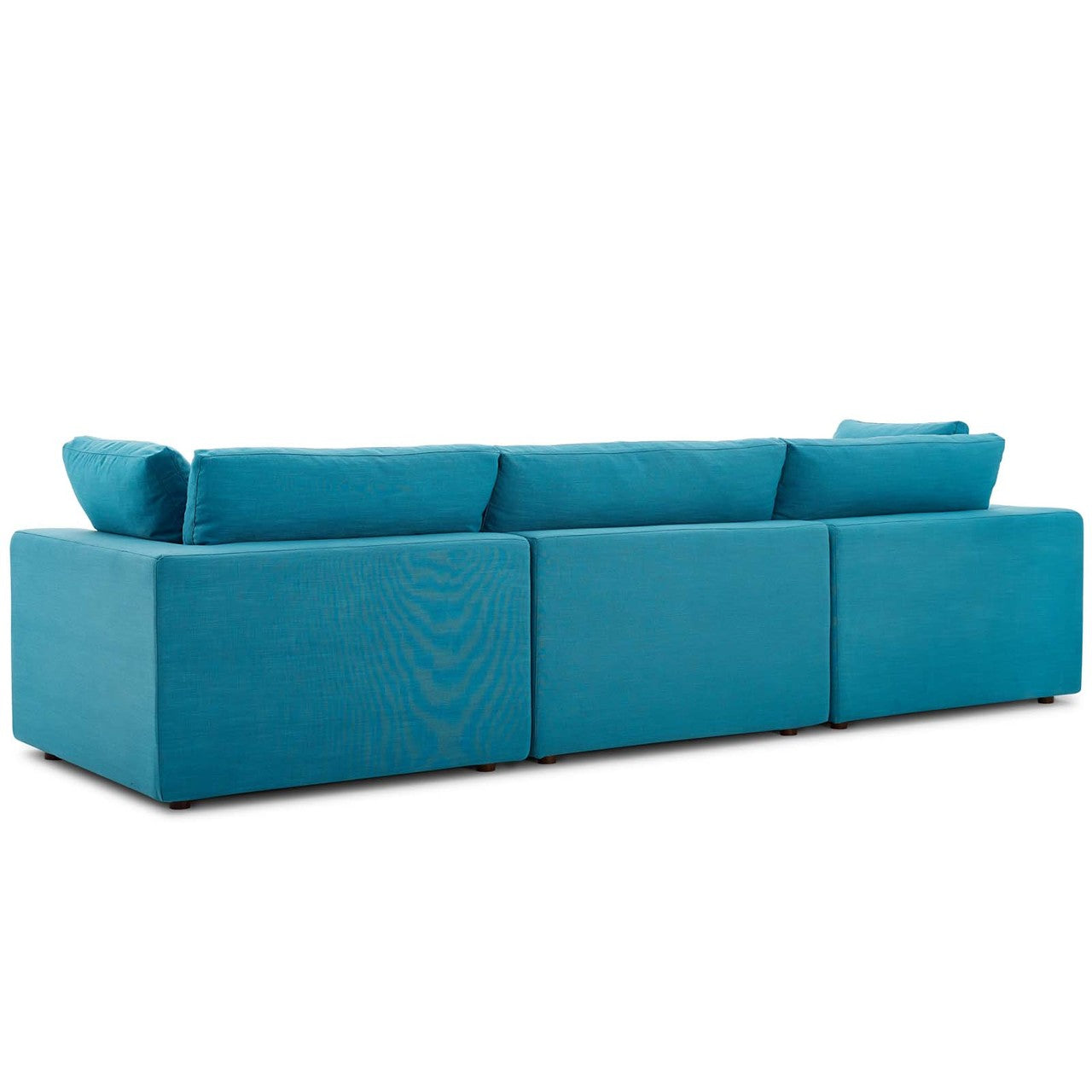 Commix Down Filled Overstuffed 3 Piece Sectional Sofa Set, Fabric, Aqua Blue 15724
