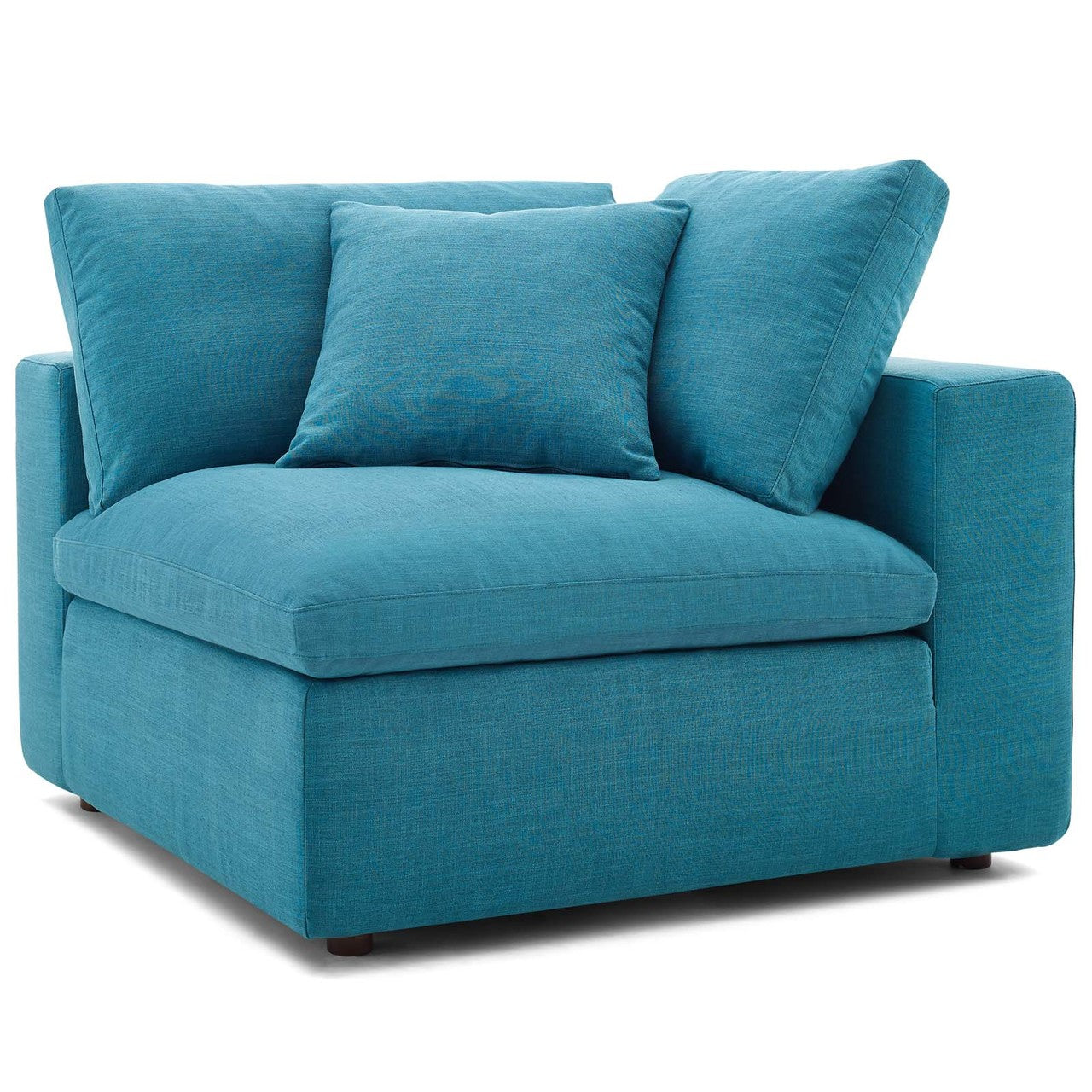 Commix Down Filled Overstuffed 3 Piece Sectional Sofa Set, Fabric, Aqua Blue 15724