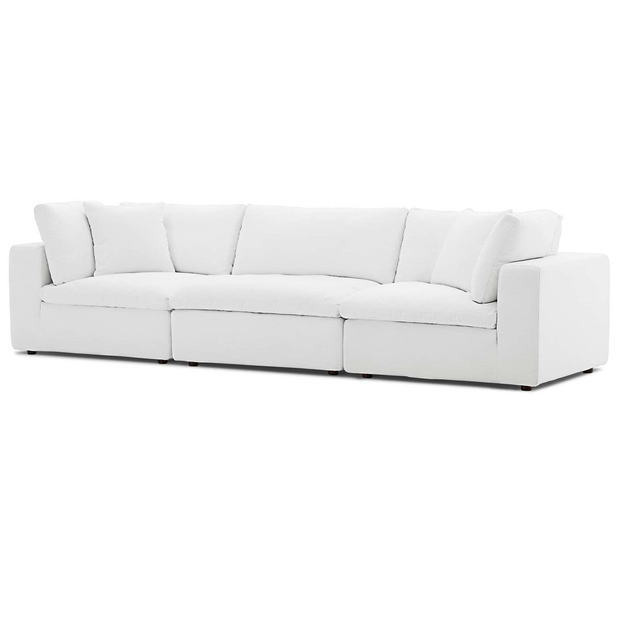 Commix Down Filled Overstuffed 3 Piece Sectional Sofa Set, Fabric, White 15725