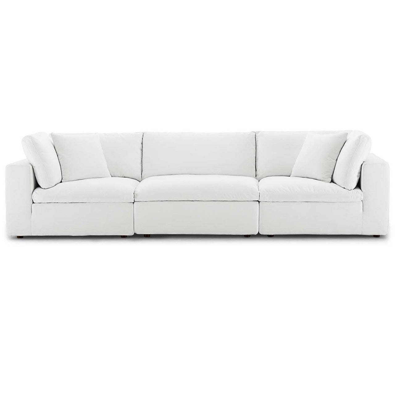 Commix Down Filled Overstuffed 3 Piece Sectional Sofa Set, Fabric, White 15725
