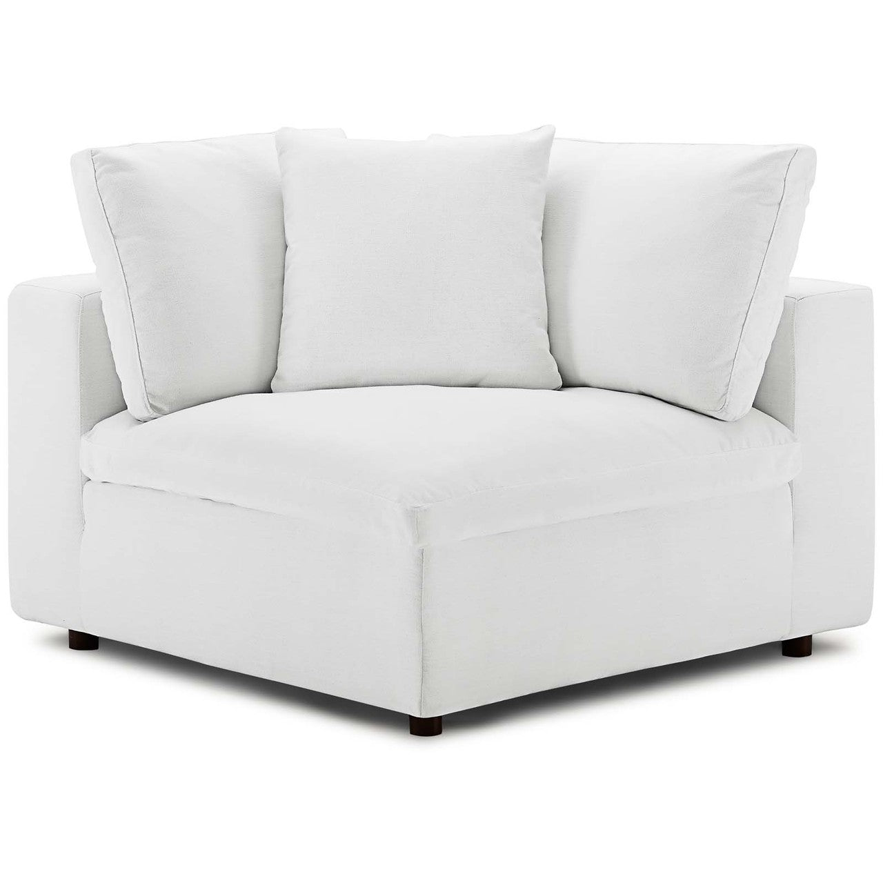 Commix Down Filled Overstuffed 3 Piece Sectional Sofa Set, Fabric, White 15725