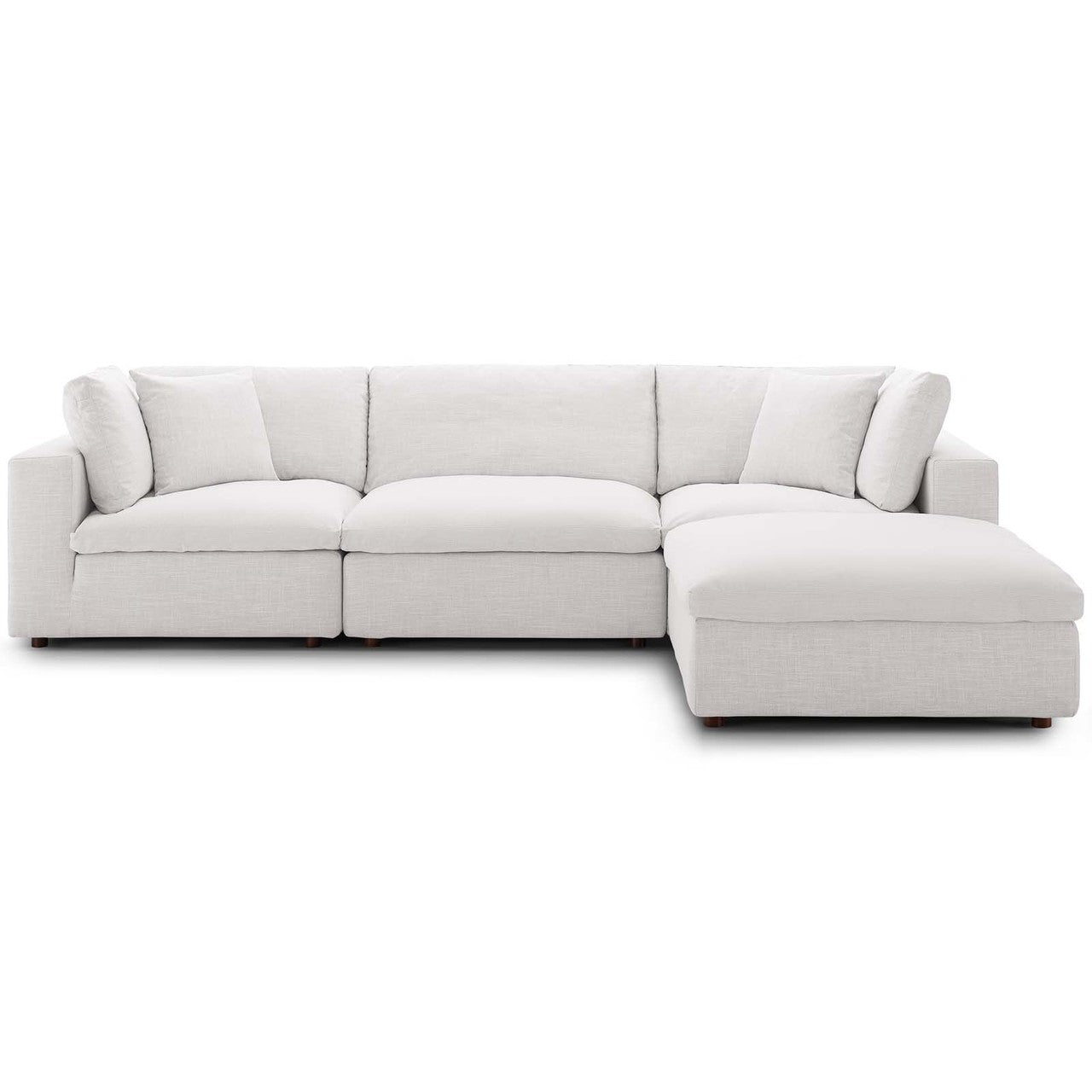 Commix Down Filled Overstuffed 4 Piece Sectional Sofa Set, Fabric, Beige 15727
