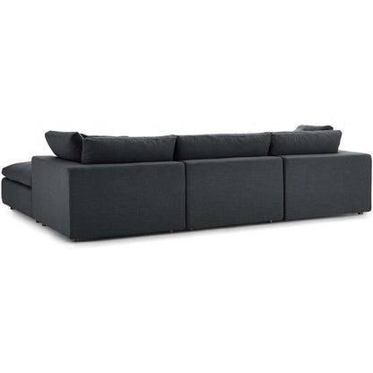 Commix Down Filled Overstuffed 4 Piece Sectional Sofa Set, Fabric, Grey Gray 15728