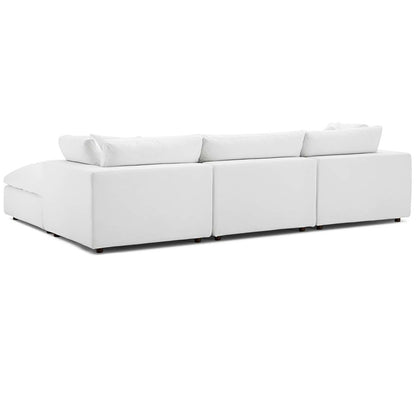 Commix Down Filled Overstuffed 4 Piece Sectional Sofa Set, Fabric, White 15730