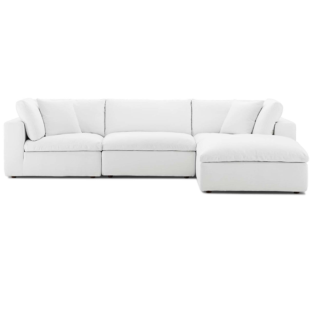 Commix Down Filled Overstuffed 4 Piece Sectional Sofa Set, Fabric, White 15730