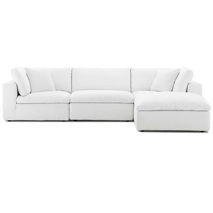 Commix Down Filled Overstuffed 4 Piece Sectional Sofa Set, Fabric, White 15730
