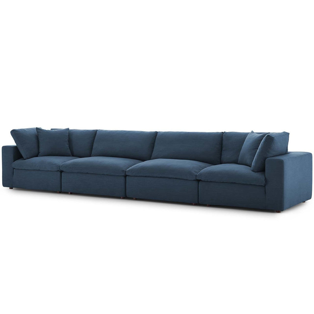 Commix Down Filled Overstuffed 4 Piece Sectional Sofa Set, Fabric, Navy Blue 15731