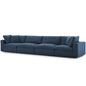 Commix Down Filled Overstuffed 4 Piece Sectional Sofa Set, Fabric, Navy Blue 15731