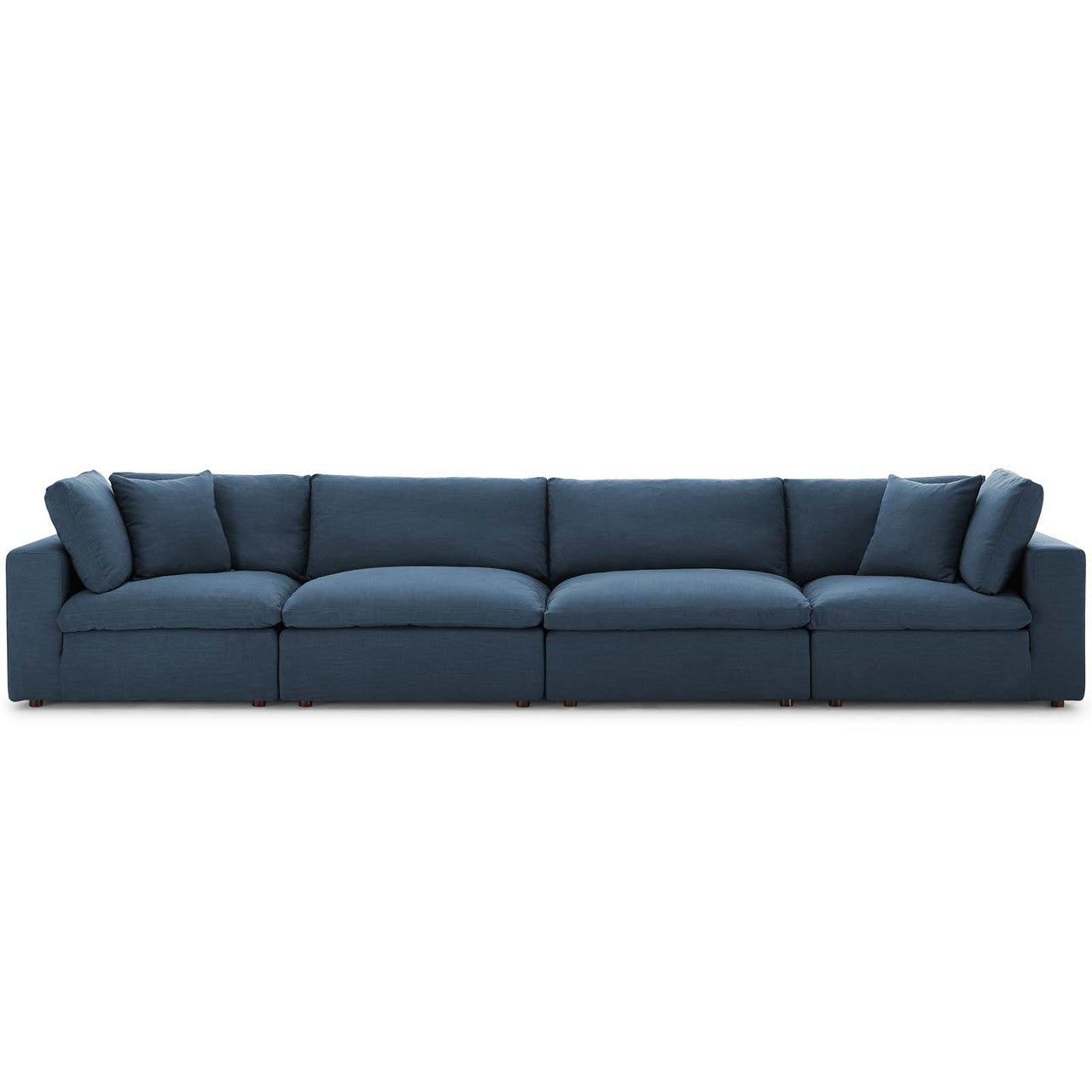 Commix Down Filled Overstuffed 4 Piece Sectional Sofa Set, Fabric, Navy Blue 15731