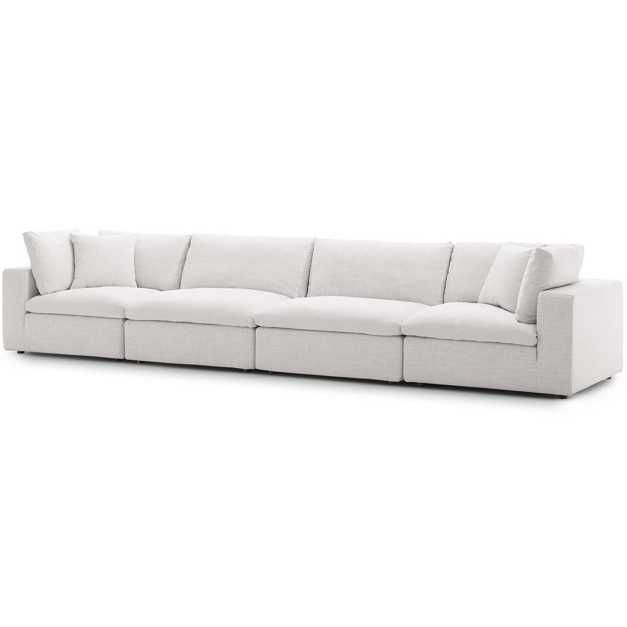 Commix Down Filled Overstuffed 4 Piece Sectional Sofa Set, Fabric, Beige 15732