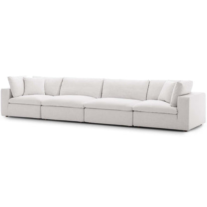 Commix Down Filled Overstuffed 4 Piece Sectional Sofa Set, Fabric, Beige 15732
