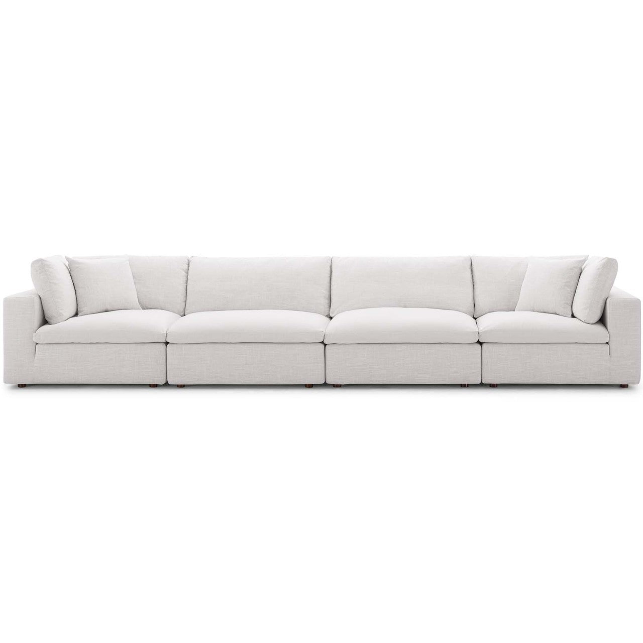 Commix Down Filled Overstuffed 4 Piece Sectional Sofa Set, Fabric, Beige 15732