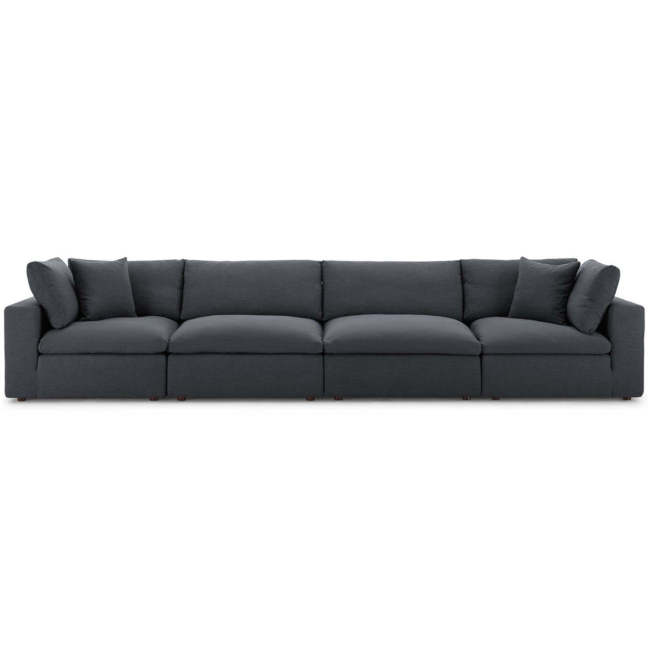 Commix Down Filled Overstuffed 4 Piece Sectional Sofa Set, Fabric, Grey Gray 15733
