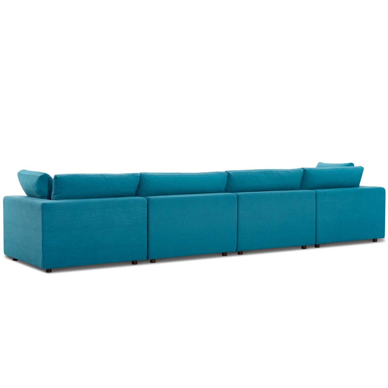 Commix Down Filled Overstuffed 4 Piece Sectional Sofa Set, Fabric, Aqua Blue 15734