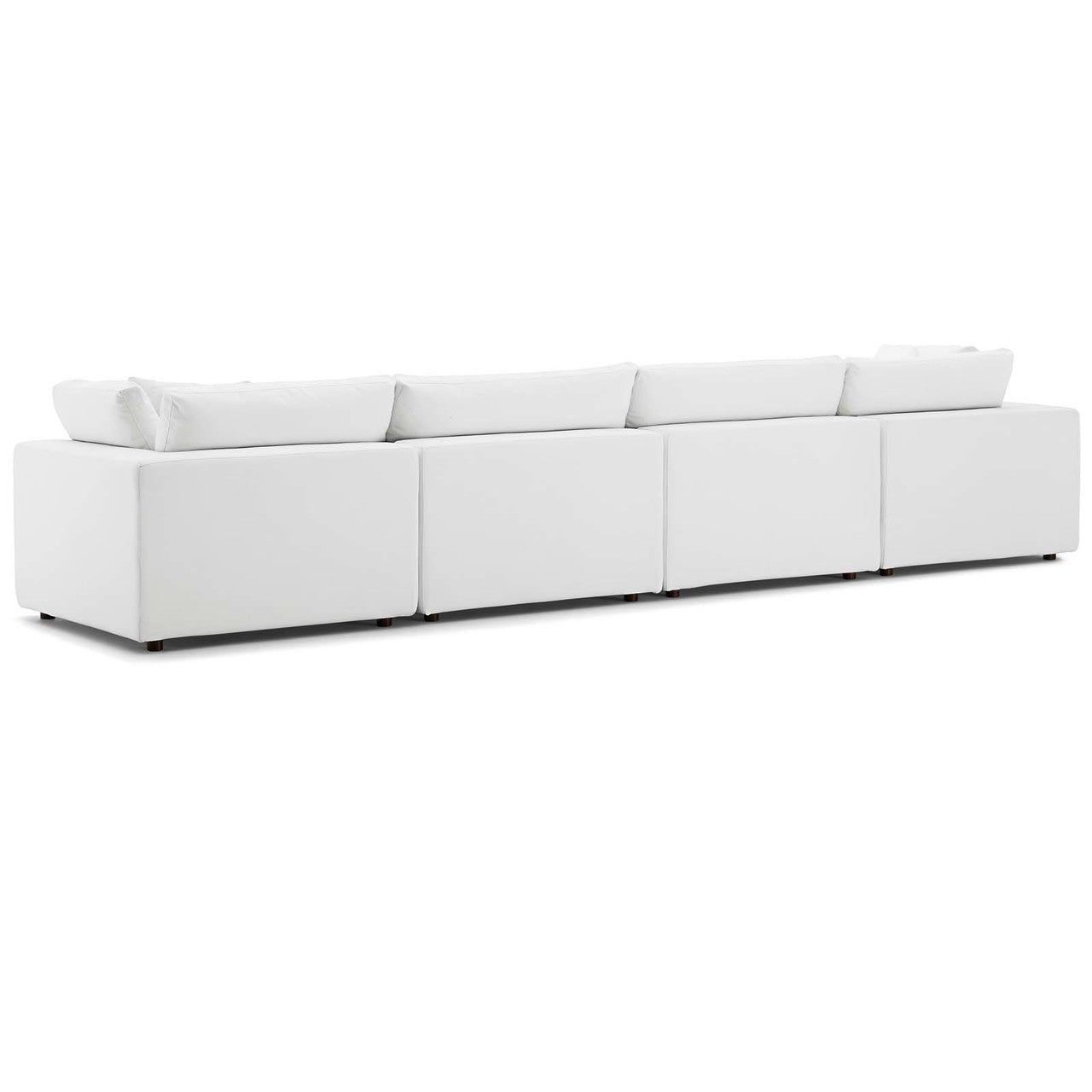 Commix Down Filled Overstuffed 4 Piece Sectional Sofa Set, Fabric, White 15735