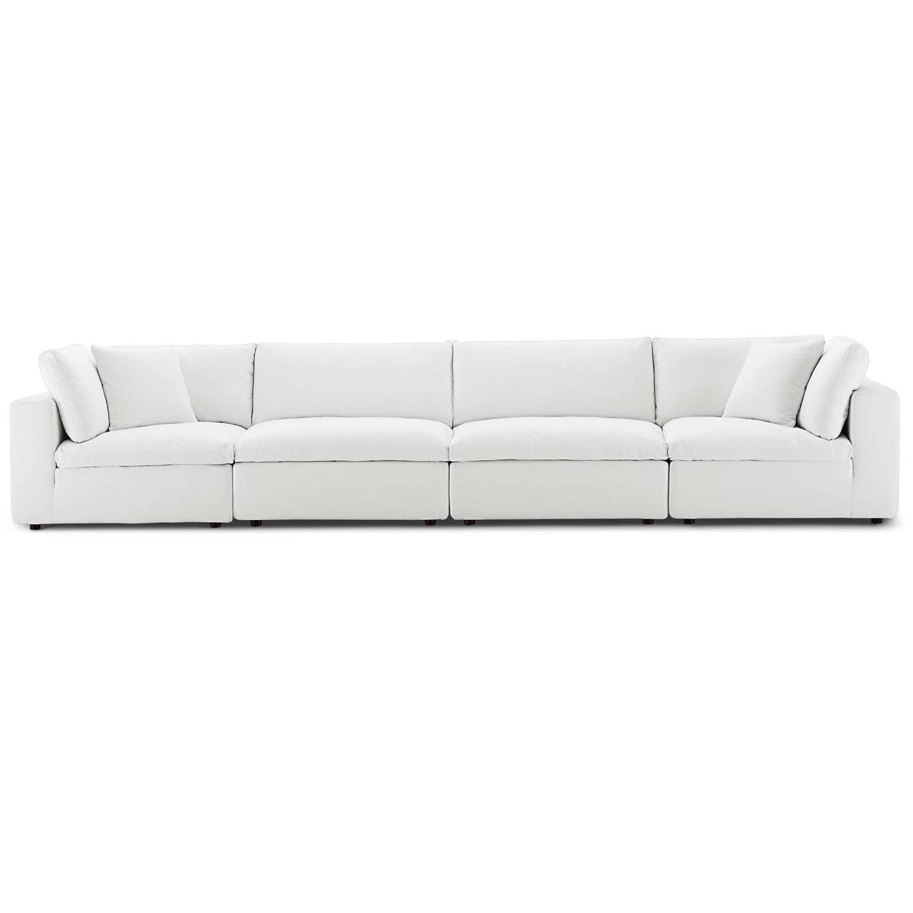 Commix Down Filled Overstuffed 4 Piece Sectional Sofa Set, Fabric, White 15735