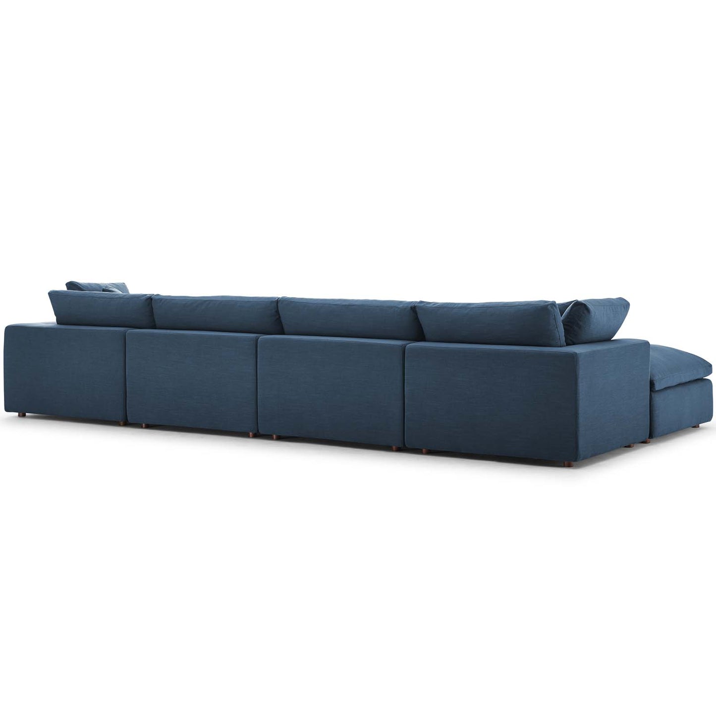 Commix Down Filled Overstuffed 5 Piece Sectional Sofa Set, Fabric, Navy Blue, 17310