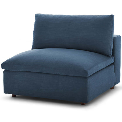 Commix Down Filled Overstuffed 5 Piece Sectional Sofa Set, Fabric, Navy Blue, 17310