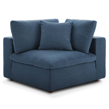 Commix Down Filled Overstuffed 5 Piece Sectional Sofa Set, Fabric, Navy Blue, 17310