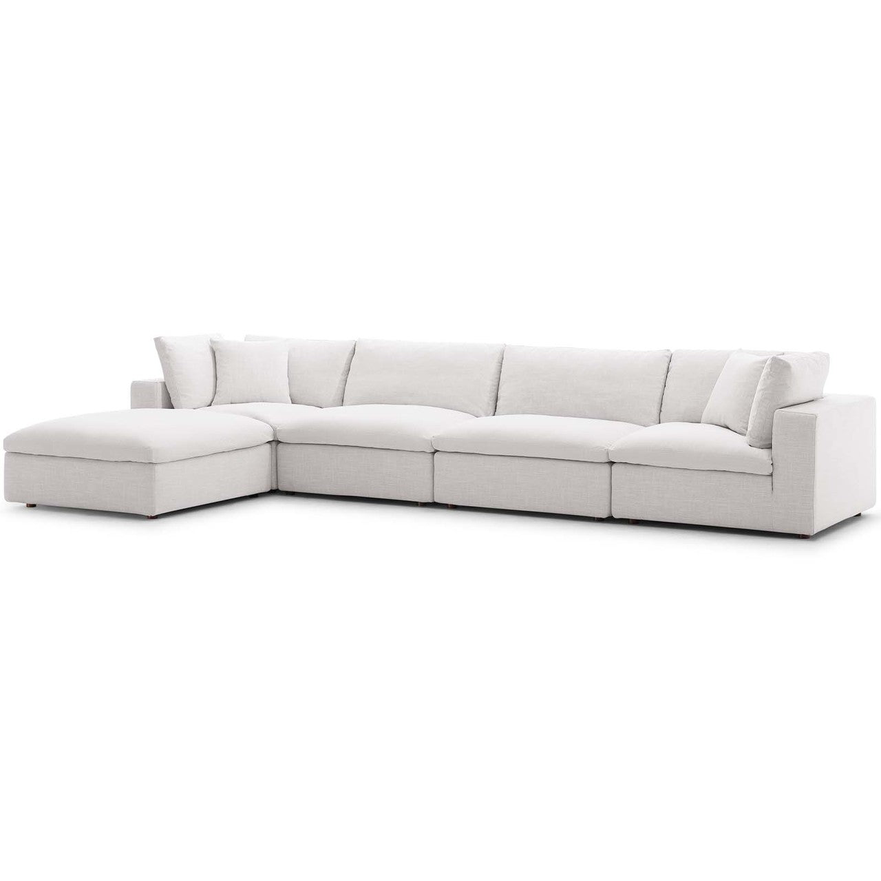 Commix Down Filled Overstuffed 5 Piece Sectional Sofa Set, Fabric, Beige 15736