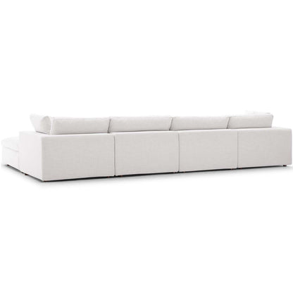 Commix Down Filled Overstuffed 5 Piece Sectional Sofa Set, Fabric, Beige 15736