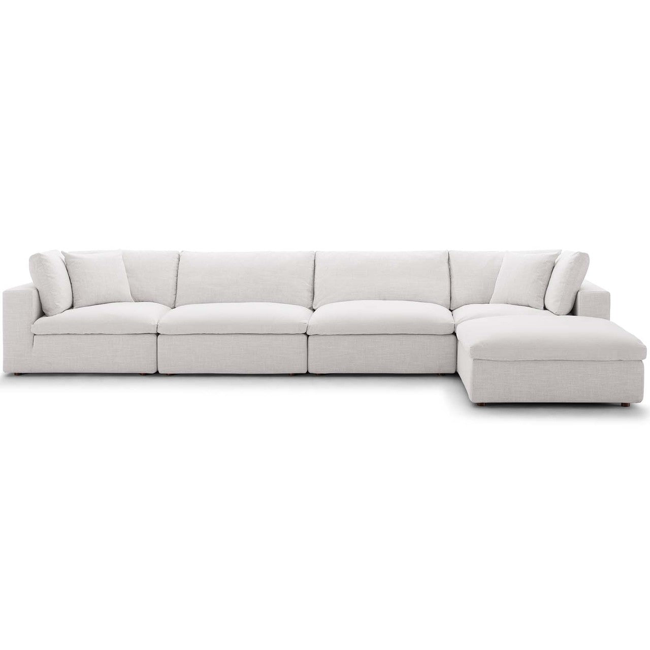 Commix Down Filled Overstuffed 5 Piece Sectional Sofa Set, Fabric, Beige 15736