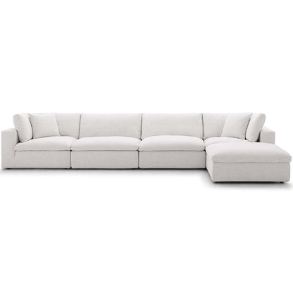 Commix Down Filled Overstuffed 5 Piece Sectional Sofa Set, Fabric, Beige 15736