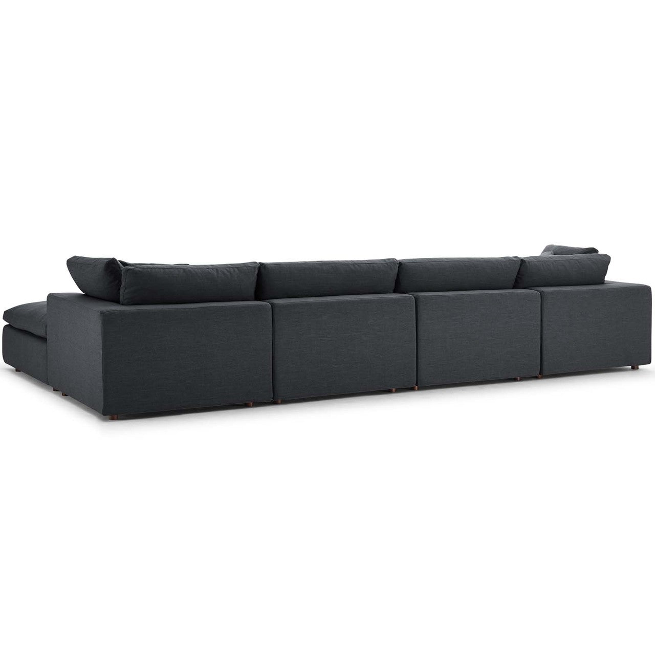 Commix Down Filled Overstuffed 5 Piece Sectional Sofa Set, Fabric, Grey Gray 15737