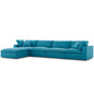 Commix Down Filled Overstuffed 5 Piece Sectional Sofa Set, Fabric, Aqua Blue 15738