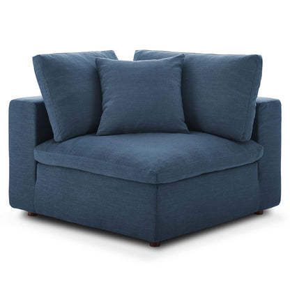 Commix Down Filled Overstuffed 5 Piece Sectional Sofa Set, Fabric, Navy Blue 15740