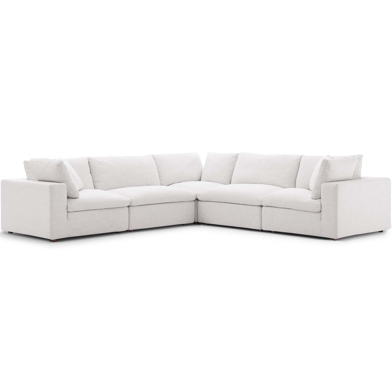 Commix Down Filled Overstuffed 5 Piece Sectional Sofa Set, Fabric, Beige 15741