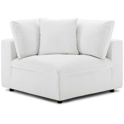 Commix Down Filled Overstuffed 5 Piece Sectional Sofa Set, Fabric, White 15744