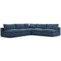Commix Down Filled Overstuffed 5 Piece Sectional Sofa Set, Fabric, Navy Blue 15745