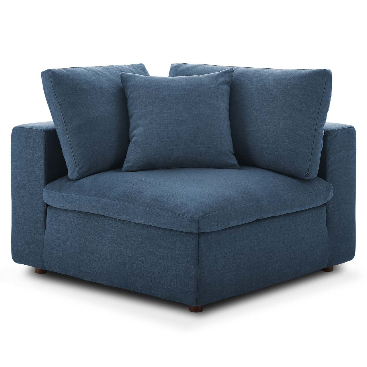 Commix Down Filled Overstuffed 5 Piece Sectional Sofa Set, Fabric, Navy Blue 15745