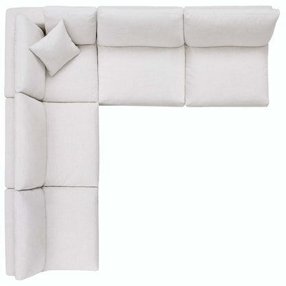 Commix Down Filled Overstuffed 5 Piece Sectional Sofa Set, Fabric, Beige 15746