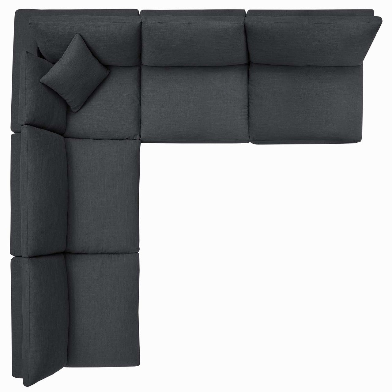 Commix Down Filled Overstuffed 5 Piece Sectional Sofa Set, Fabric, Grey Gray 15747