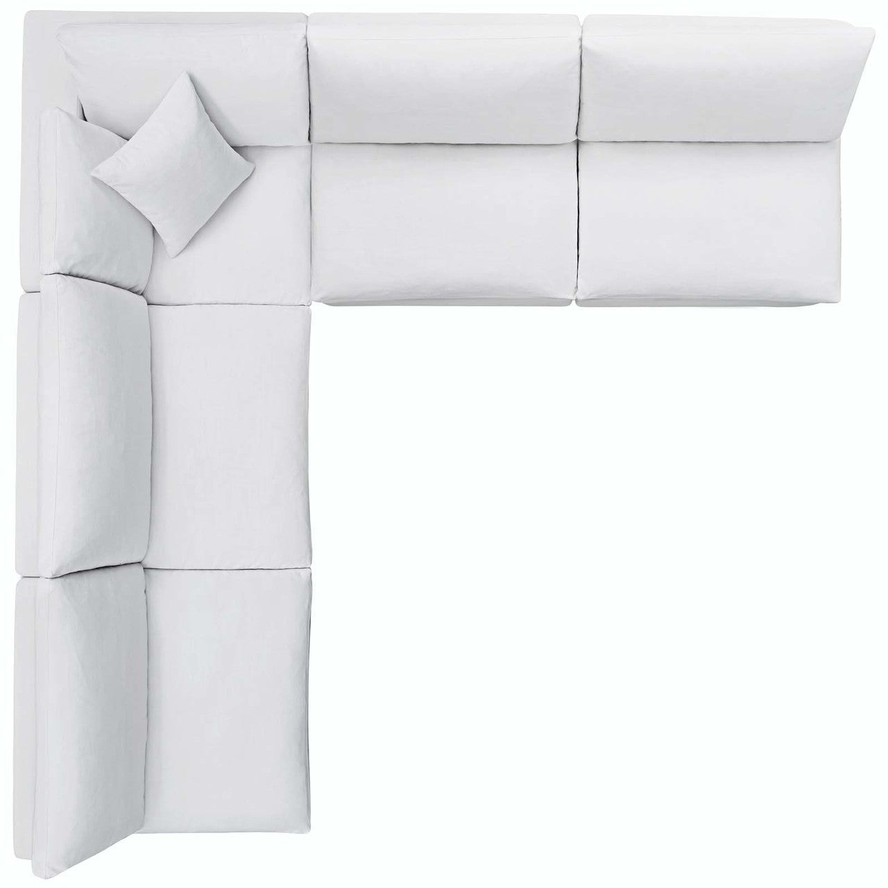 Commix Down Filled Overstuffed 5 Piece Sectional Sofa Set, Fabric, White 15749
