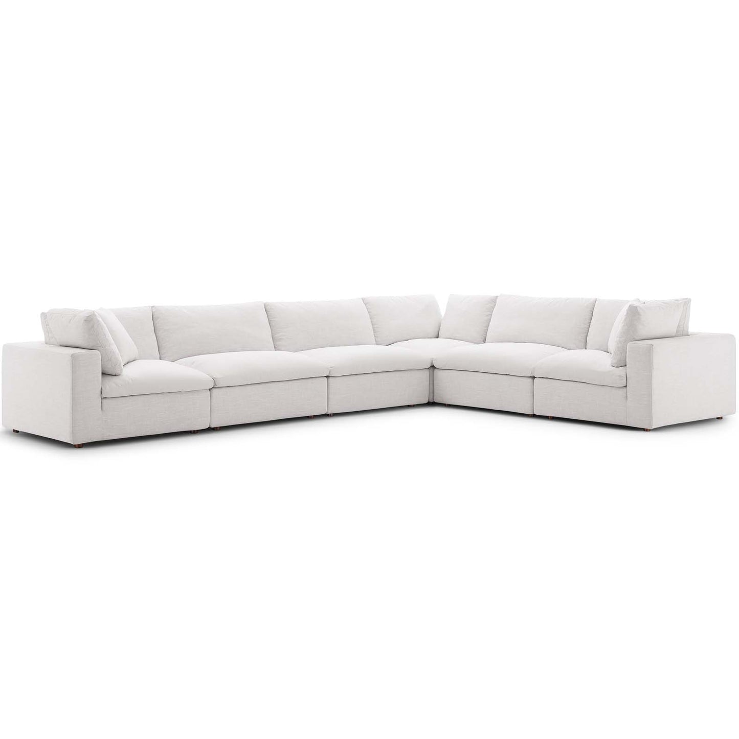 Commix Down Filled Overstuffed 6 Piece Sectional Sofa Set, Fabric, Beige, 17311