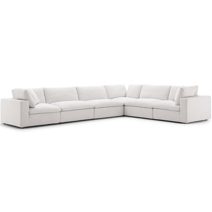 Commix Down Filled Overstuffed 6 Piece Sectional Sofa Set, Fabric, Beige, 17311