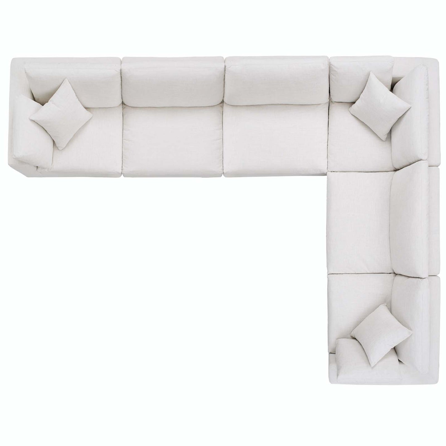 Commix Down Filled Overstuffed 6 Piece Sectional Sofa Set, Fabric, Beige, 17311