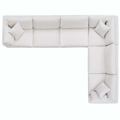 Commix Down Filled Overstuffed 6 Piece Sectional Sofa Set, Fabric, Beige, 17311
