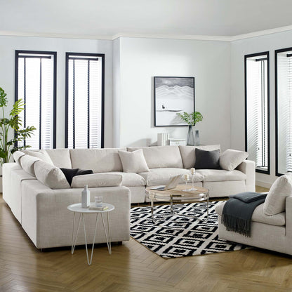 Commix Down Filled Overstuffed 6 Piece Sectional Sofa Set, Fabric, Beige, 17311