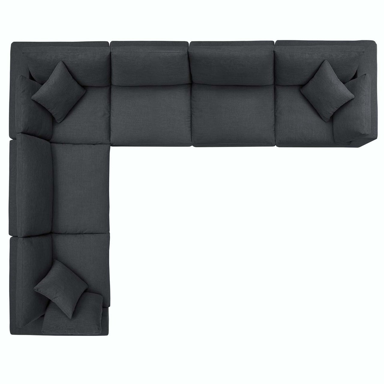 Commix Down Filled Overstuffed 6 Piece Sectional Sofa Set, Fabric, Grey Gray 15751