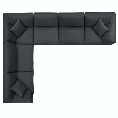 Commix Down Filled Overstuffed 6 Piece Sectional Sofa Set, Fabric, Grey Gray 15751