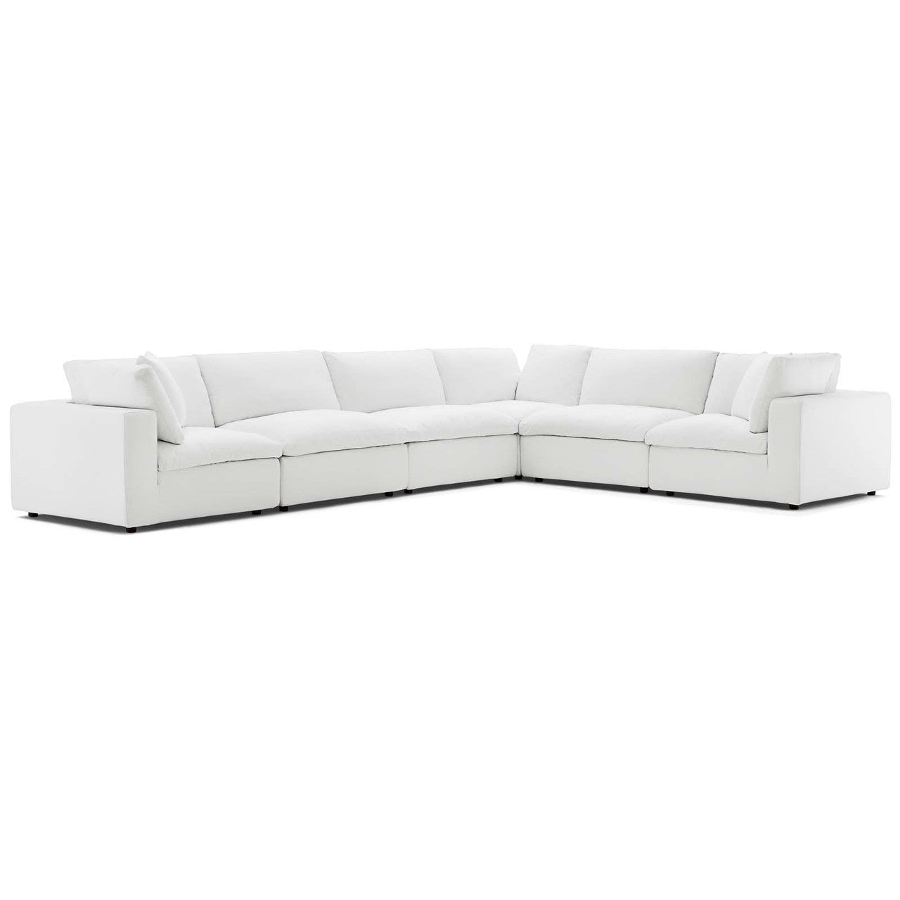 Commix Down Filled Overstuffed 6 Piece Sectional Sofa Set, Fabric, White 15753