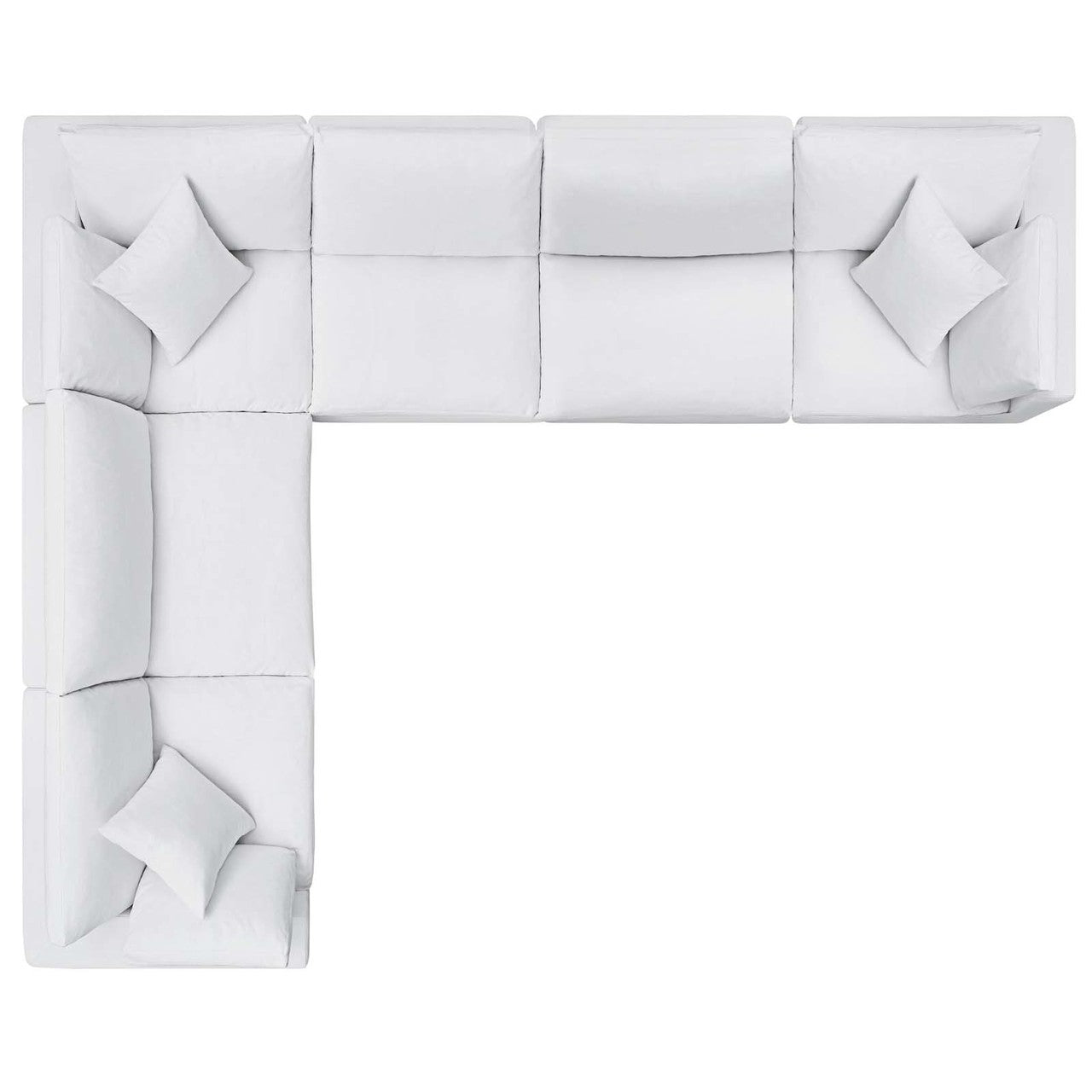 Commix Down Filled Overstuffed 6 Piece Sectional Sofa Set, Fabric, White 15753