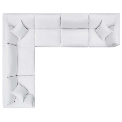 Commix Down Filled Overstuffed 6 Piece Sectional Sofa Set, Fabric, White 15753